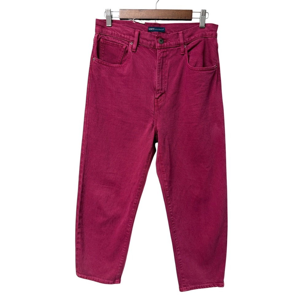 Levi's Made & Crafted Barrel Crop Jeans Women 26 Magenta High Rise Relaxed Denim